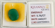 5.76/CT Natural Panna Stone with Govt. Lab Certificate-12377D50211